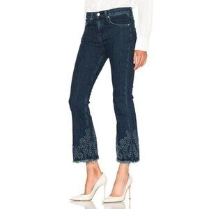 Rag & Bone 10 Inch Crop Flare Indigo Embroidery Size 27
